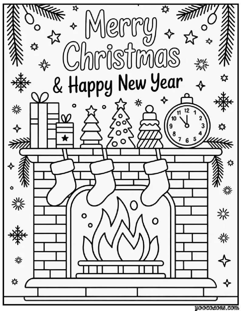 Merry Christmas and Happy New Year Coloring Pages: Festive Printables for Kids & Families 12 merry christmas and happy new year coloring pages 1 pdf