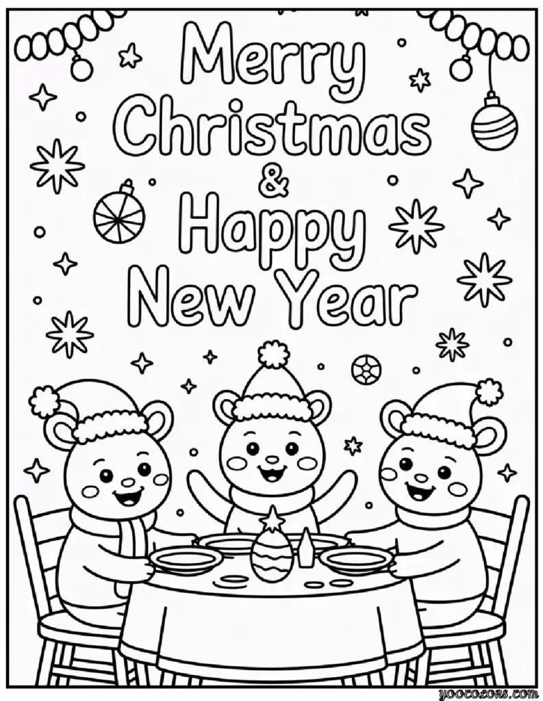 Merry Christmas and Happy New Year Coloring Pages: Festive Printables for Kids & Families 9 merry christmas and happy new year coloring pages 2 pdf