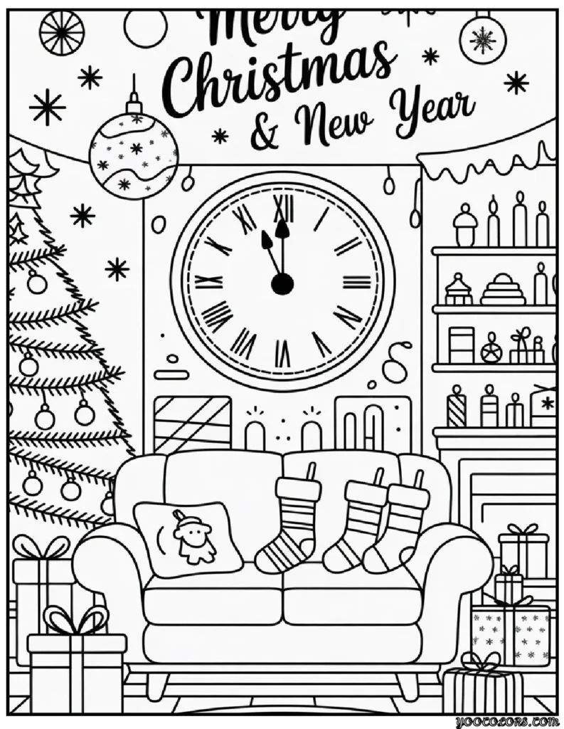 Merry Christmas and Happy New Year Coloring Pages: Festive Printables for Kids & Families 10 merry christmas and happy new year coloring pages 3 pdf