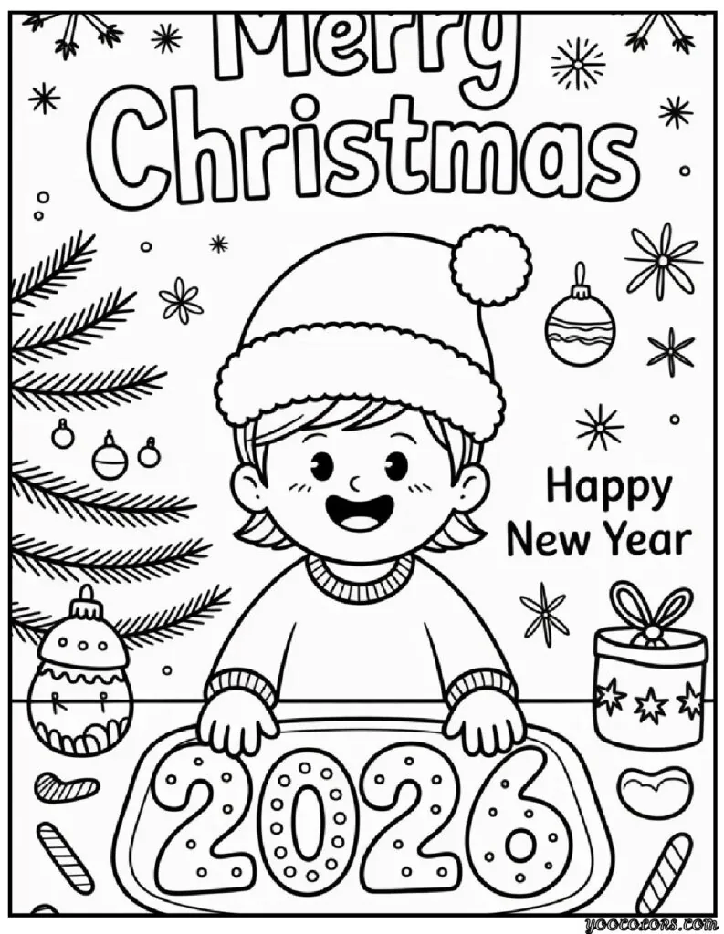 Merry Christmas and Happy New Year Coloring Pages: Festive Printables for Kids & Families 5 merry christmas and happy new year coloring pages 6 pdf