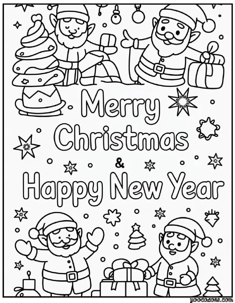 Merry Christmas and Happy New Year Coloring Pages: Festive Printables for Kids & Families 6 merry christmas and happy new year coloring pages 7 pdf