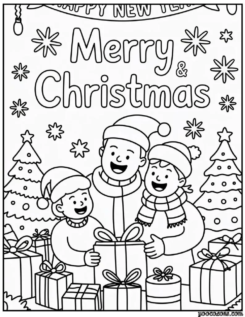 Merry Christmas and Happy New Year Coloring Pages: Festive Printables for Kids & Families 4 merry christmas and happy new year coloring pages 9 pdf