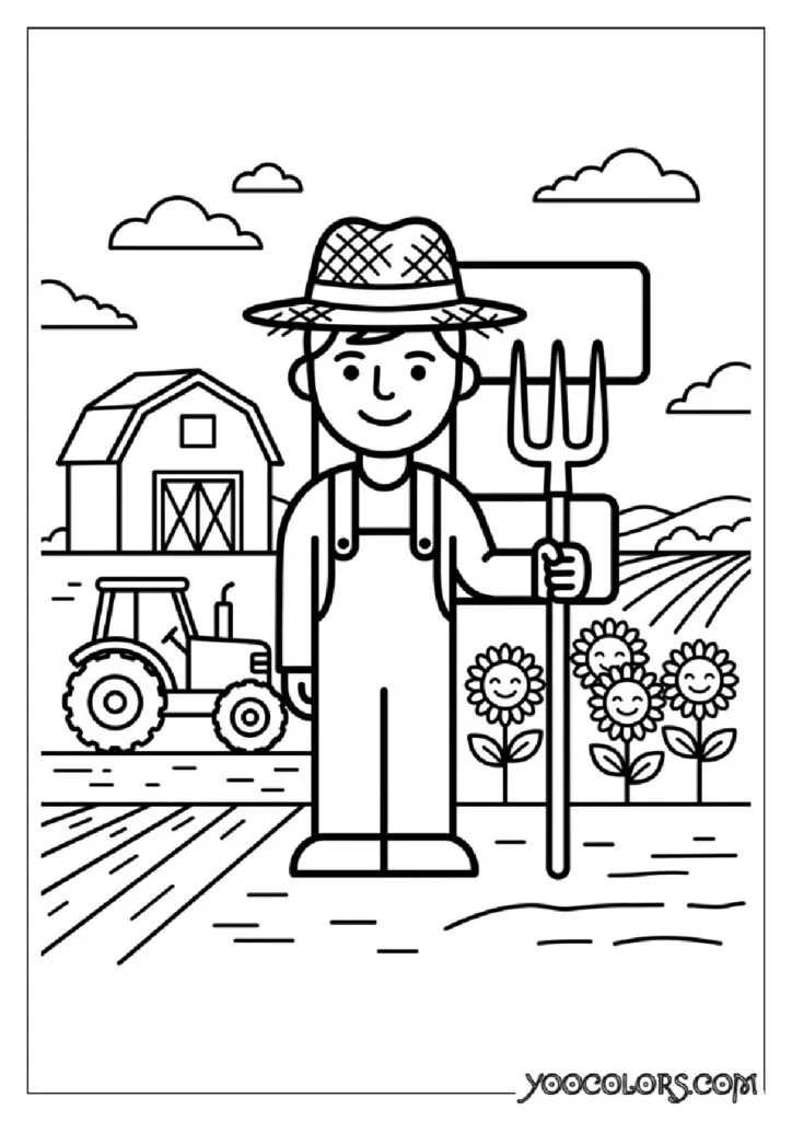 Alphabet Coloring Pages: The Free Printable Pack That Makes Learning Letters Actually Fun 8 Farmer holding pitchfork in field 202609020001 pdf