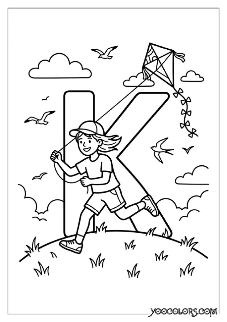 Alphabet Coloring Pages: The Free Printable Pack That Makes Learning Letters Actually Fun 13 Kite flyer running on hill 202609020001 pdf