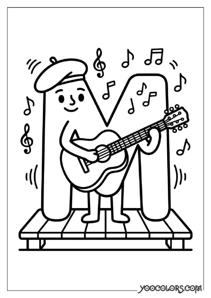 Alphabet Coloring Pages: The Free Printable Pack That Makes Learning Letters Actually Fun 15 Musician playing guitar line art 202609020001 pdf