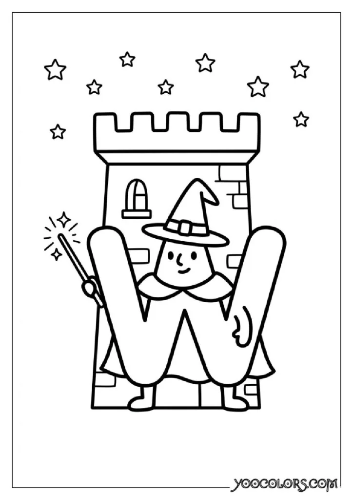 Alphabet Coloring Pages: The Free Printable Pack That Makes Learning Letters Actually Fun 25 Wizard letter W coloring page 202609020001 2 pdf