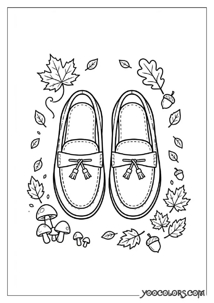 Shoe Coloring Pages 7 autumn loafers wreath pdf