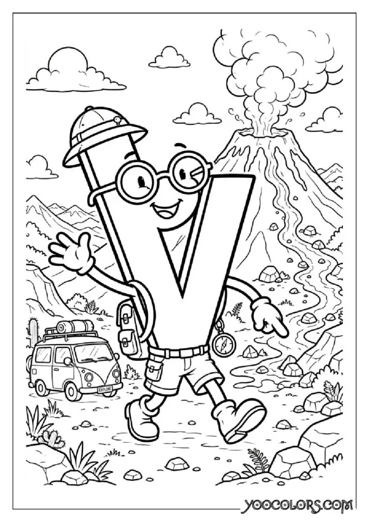 Alphabet Coloring Pages: The Free Printable Pack That Makes Learning Letters Actually Fun 24 cartoon v volcano explorer pdf