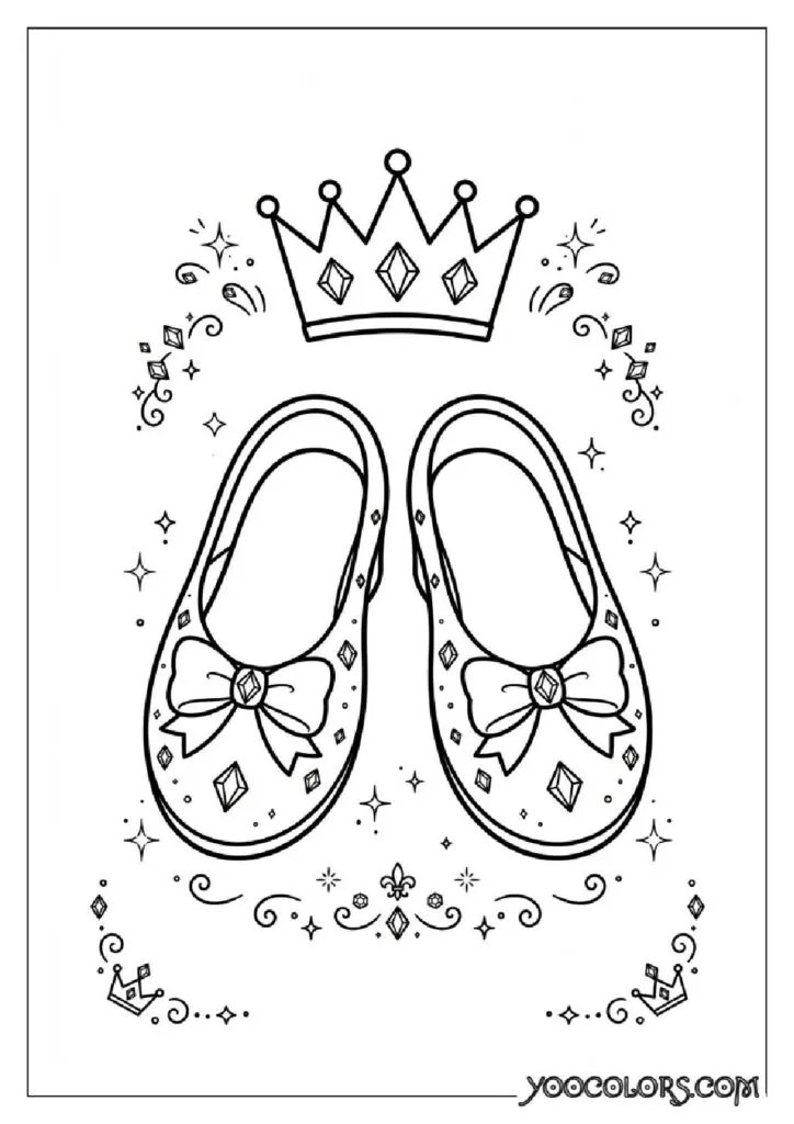 Shoe Coloring Pages 20 princess glass slippers coloring page pdf