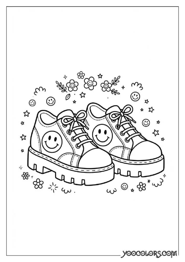 Shoe Coloring Pages 24 smiley platform sneakers pdf