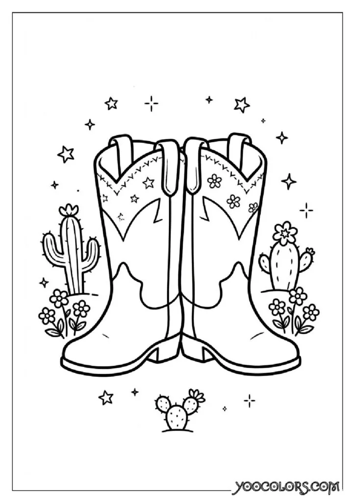 Shoe Coloring Pages 26 whimsical cowboy boots coloring page pdf